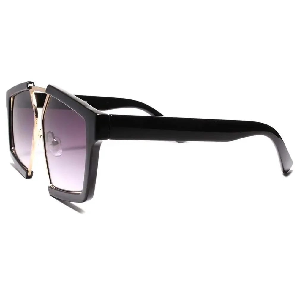 Black Oversized Square Sunglasses Purple Gradient Lens